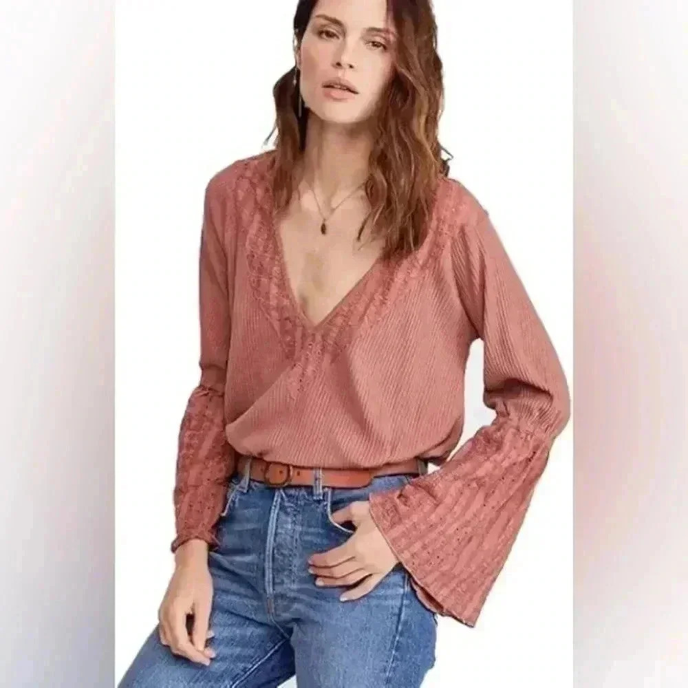 Free People Parisian Nights Pink Top